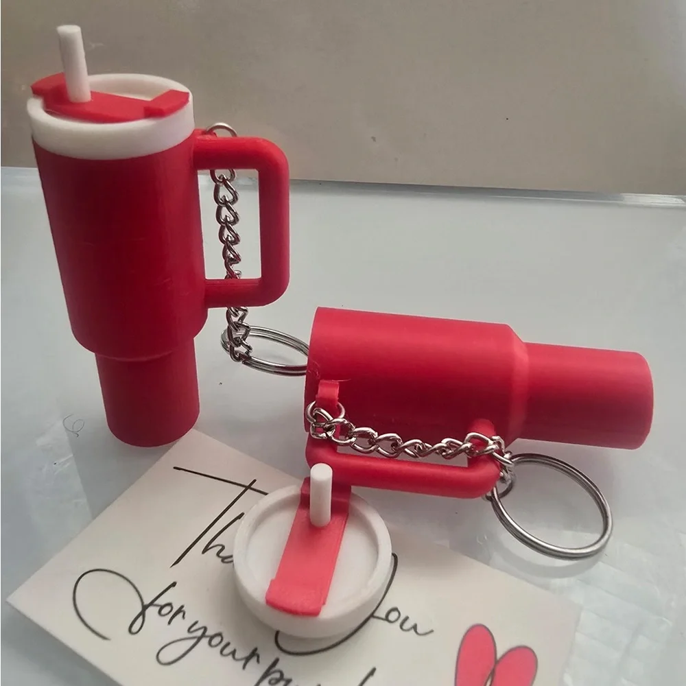 Bright Red Mini Tumbler Keychain Set - Home Party Supplies